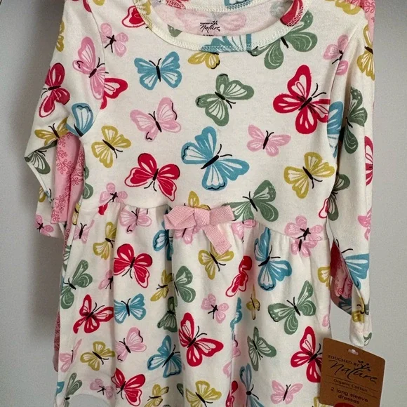Colorful Butterfly Print Kids set of 2 Dresses 9-12 months - Picture 2 of 3